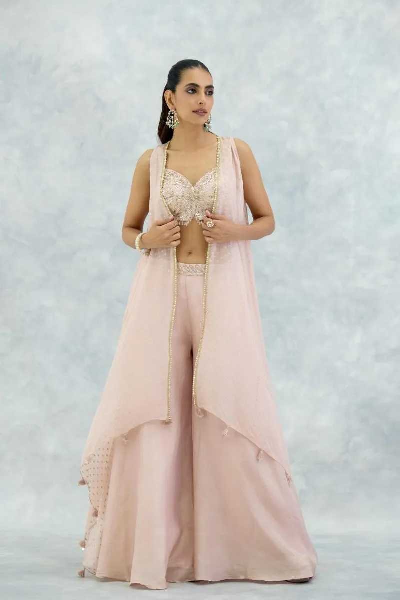 Powder Pink Silk Sharara Set