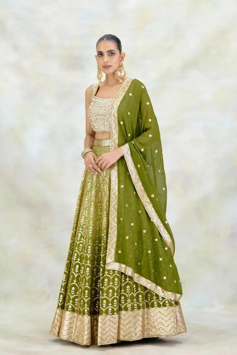 Fern Green Georgette Lehenga Set