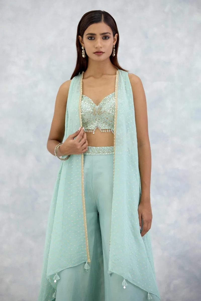 Powder Blue Silk Sharara Set