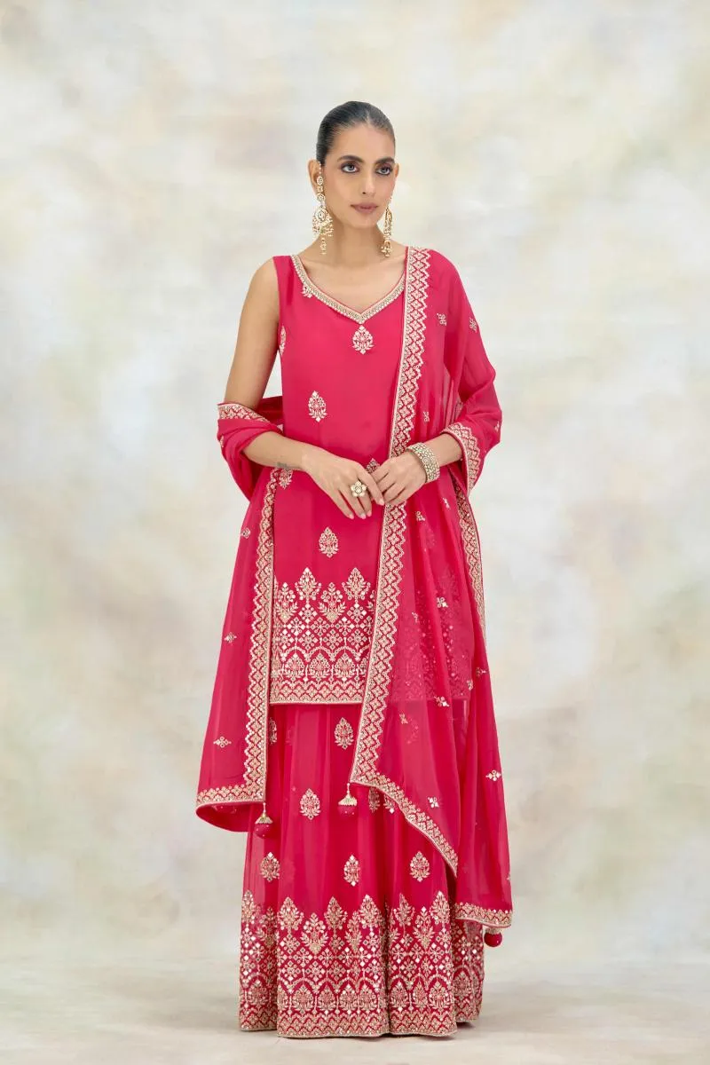 Fuchsia Pink Georgette Garara Set