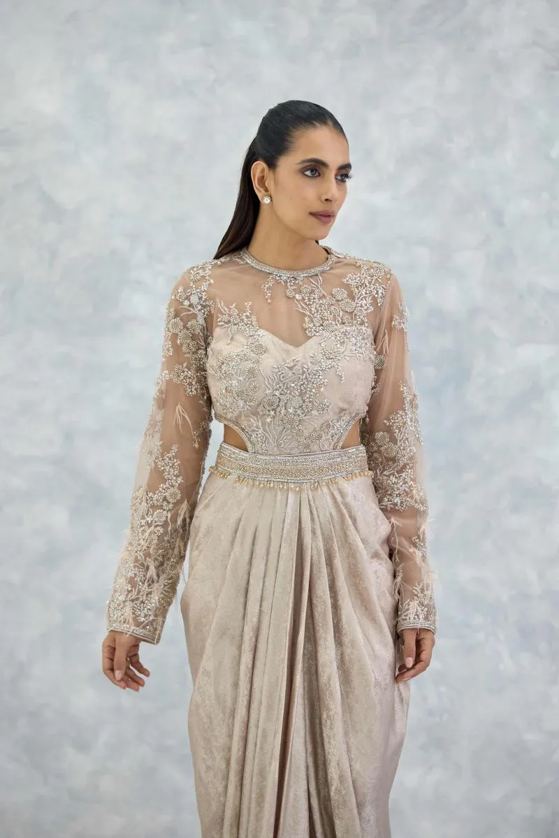 Champagne Gold Georgette Net Gown
