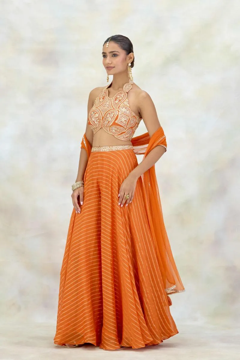 Tangerine Organza Sharara Set