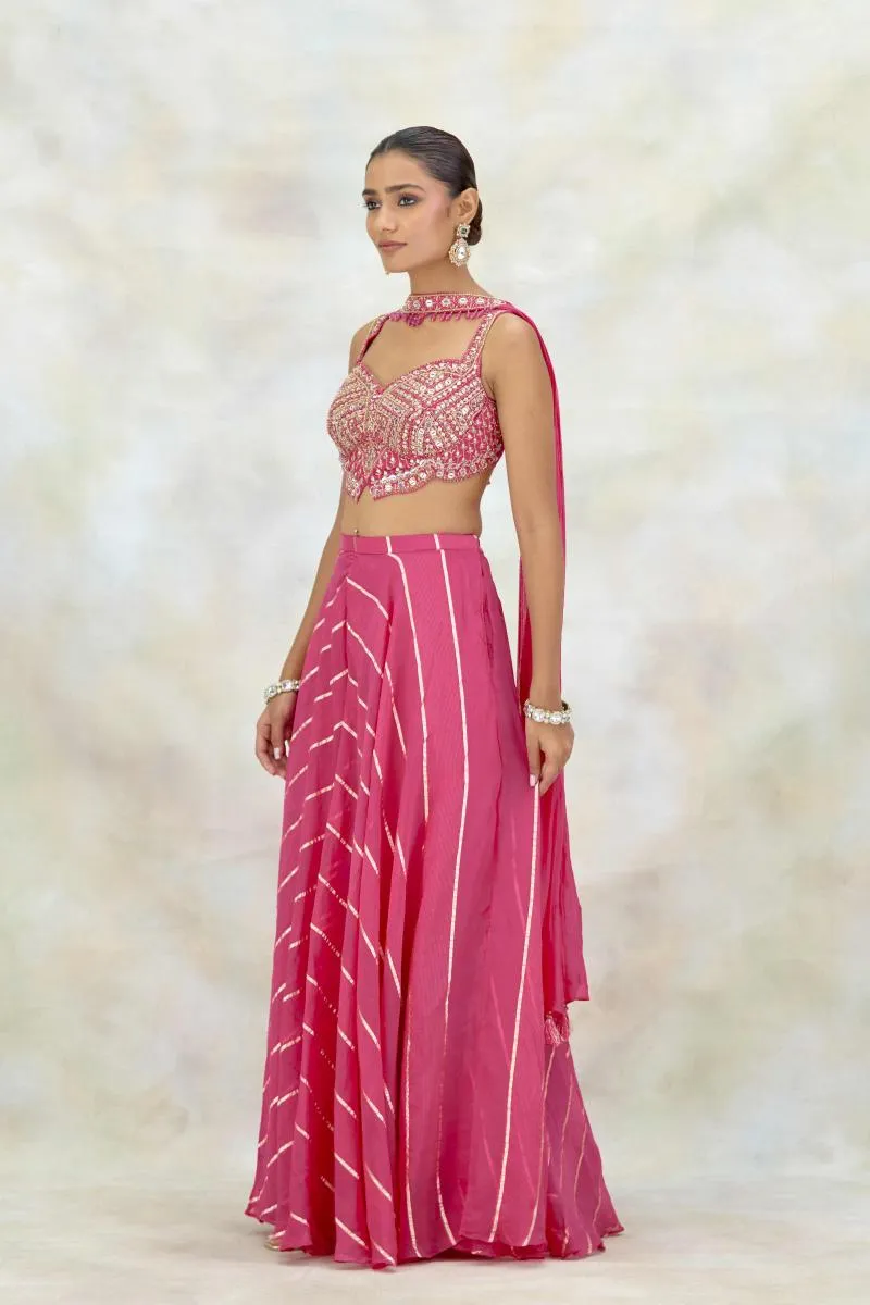 Rani Pink Organza Sharara Set
