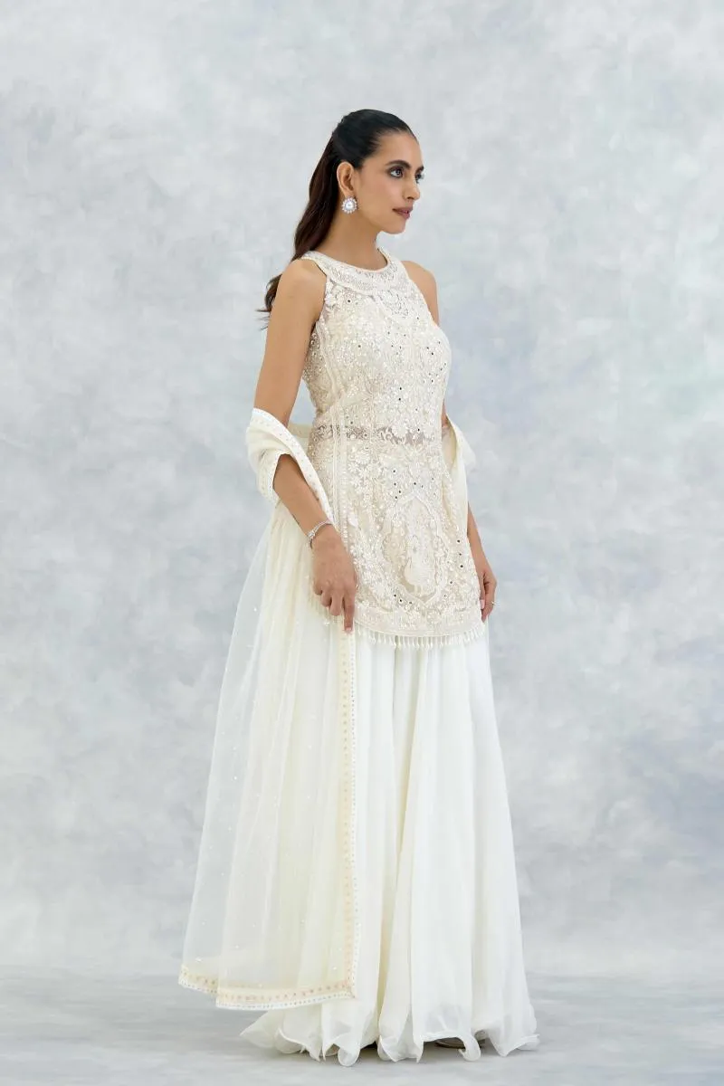 Ivory Georgette Sharara Set