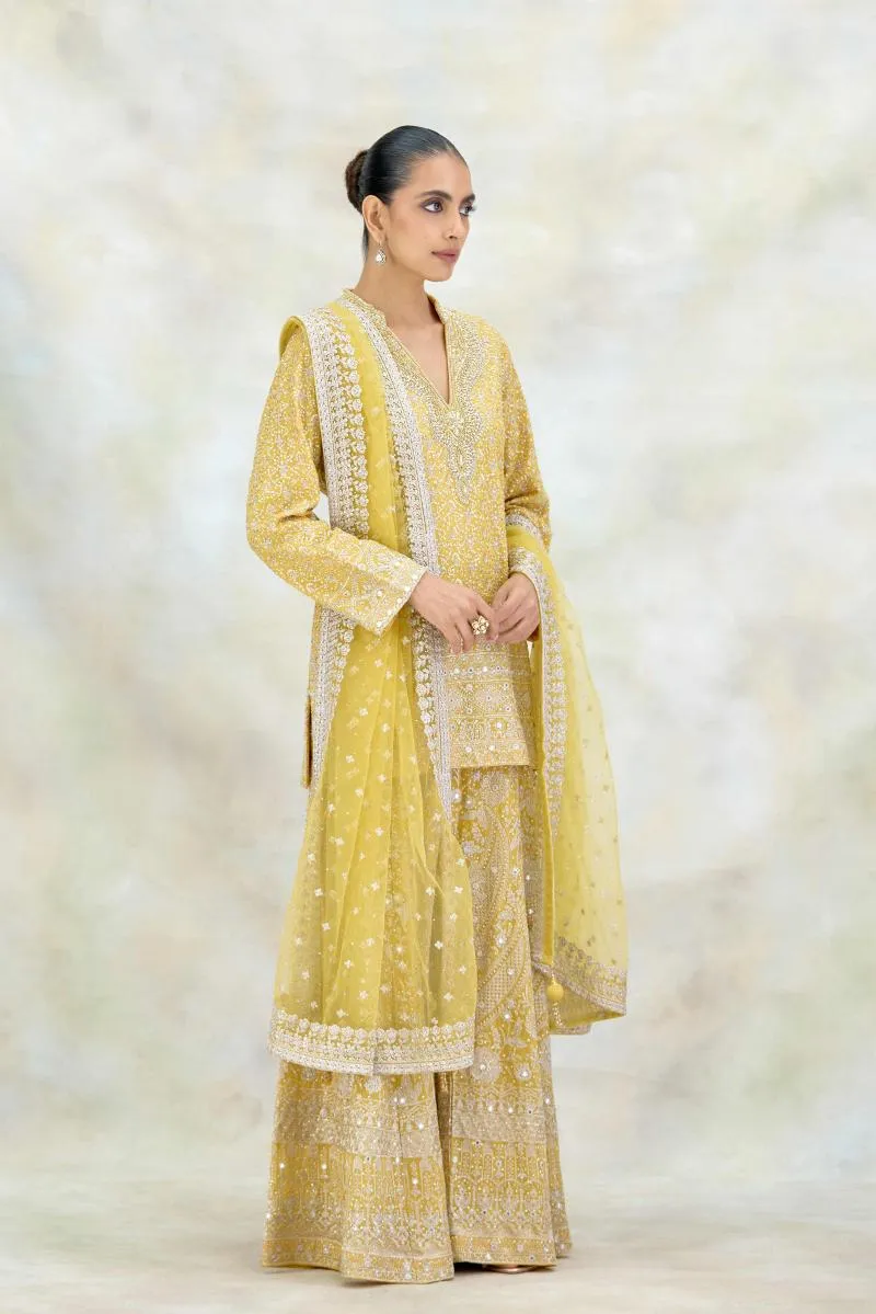 Yellow Georgette Sharara Set