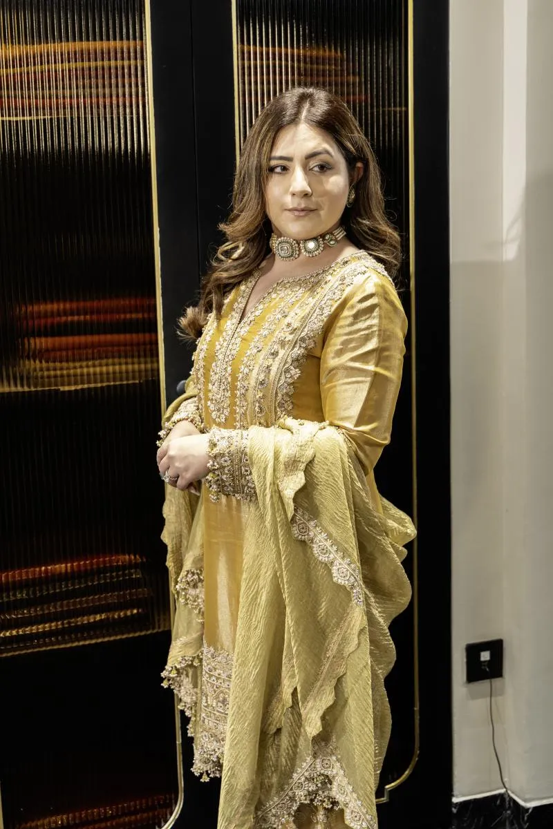 Butter Yellow Tissue Silk Suit Set