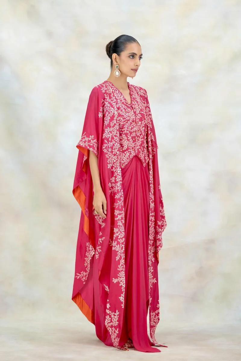 Hot Pink Crepe Kaftan Set