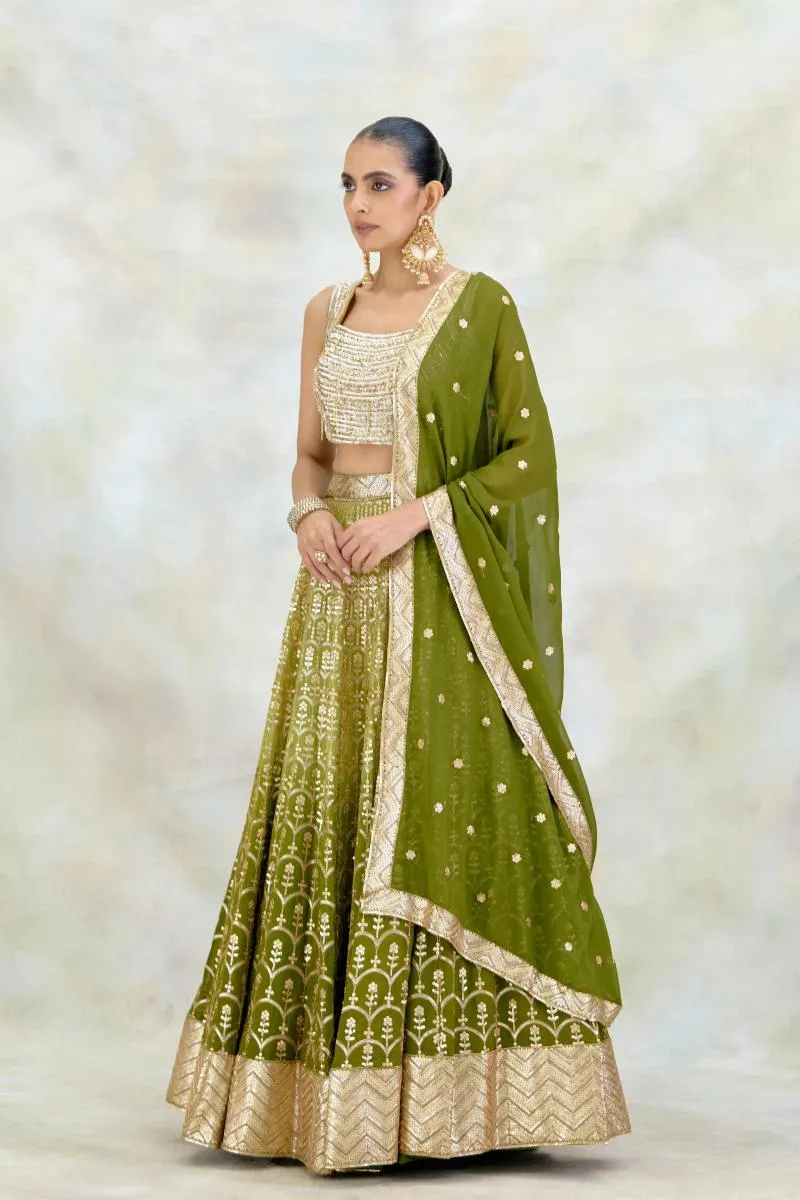 Fern Green Georgette Lehenga Set