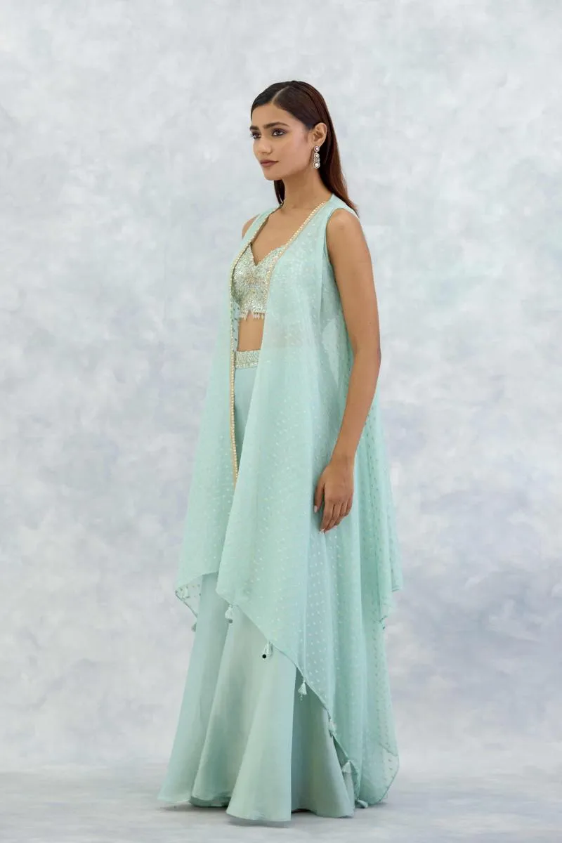 Powder Blue Silk Sharara Set