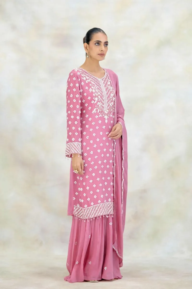 Blush Pink Crepe Garara Set