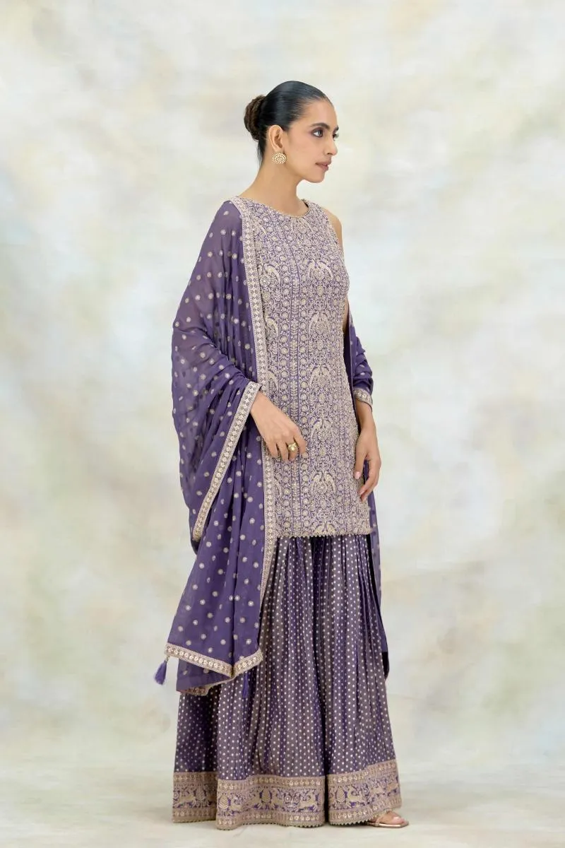 Purple Tissue Georgette Garara Set