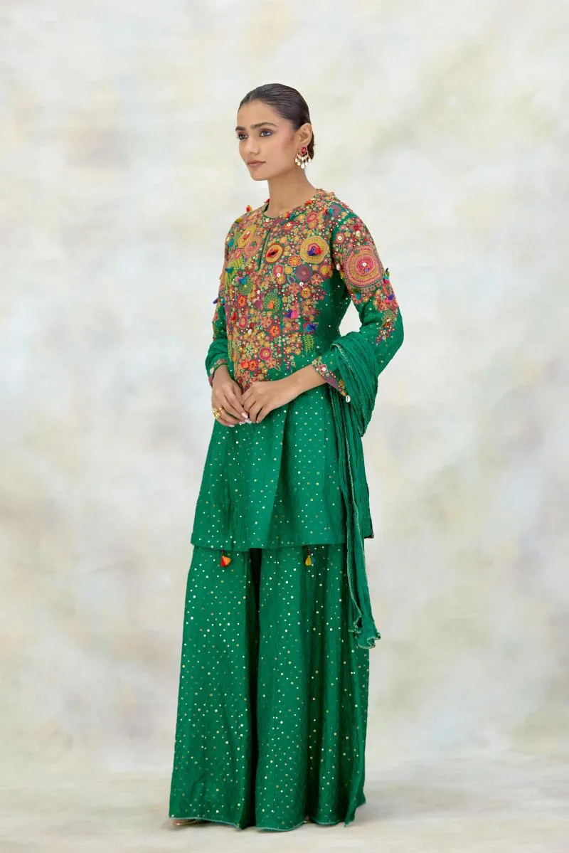 Emerald Green Silk Garara Set