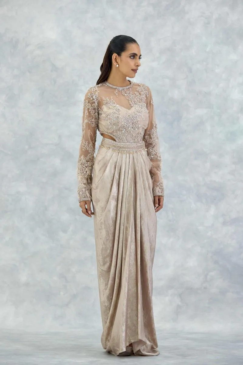 Champagne Gold Georgette Net Gown