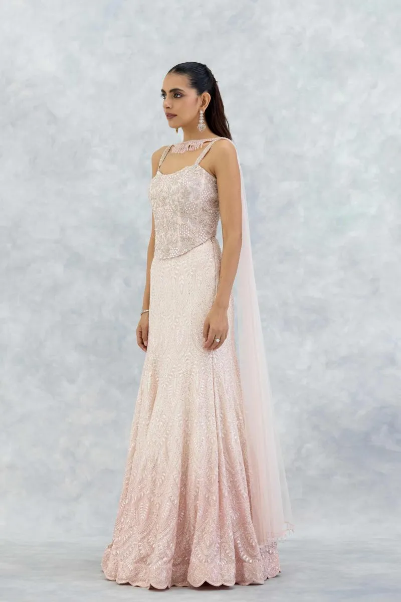 Coral Blush Georgette Lehenga Set
