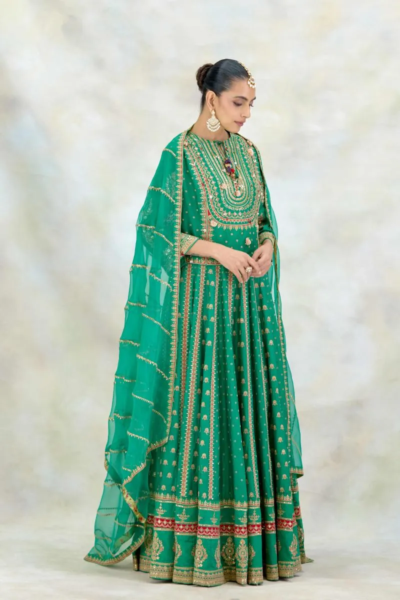 Jade Green Silk Lehenga Set