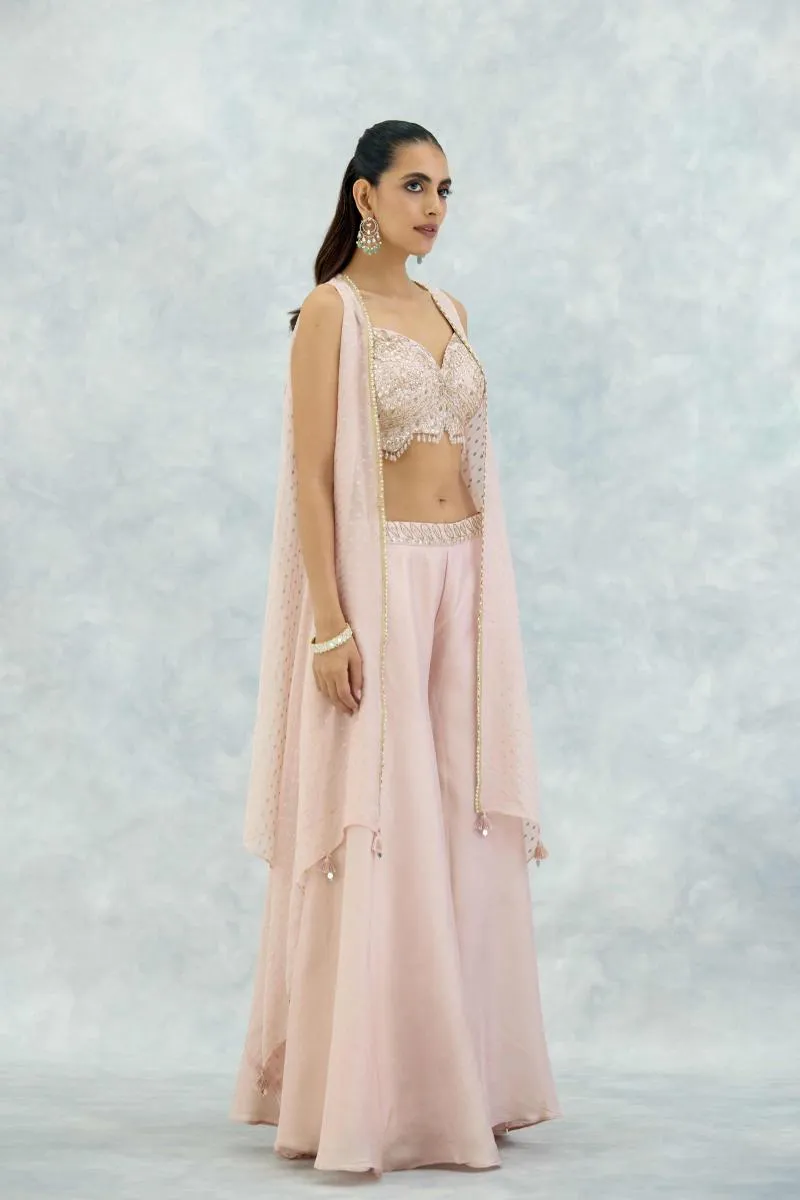 Powder Pink Silk Sharara Set