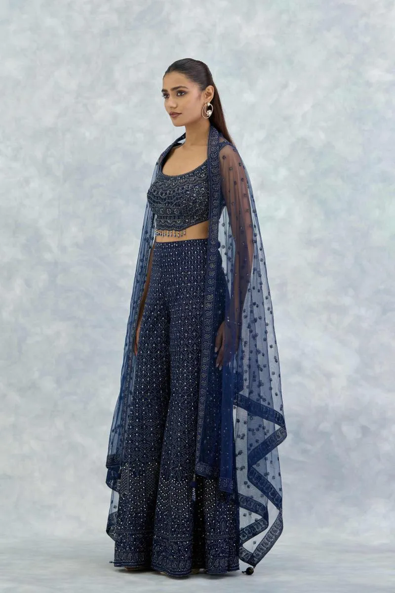 Electric Blue Georgette Sharara Set