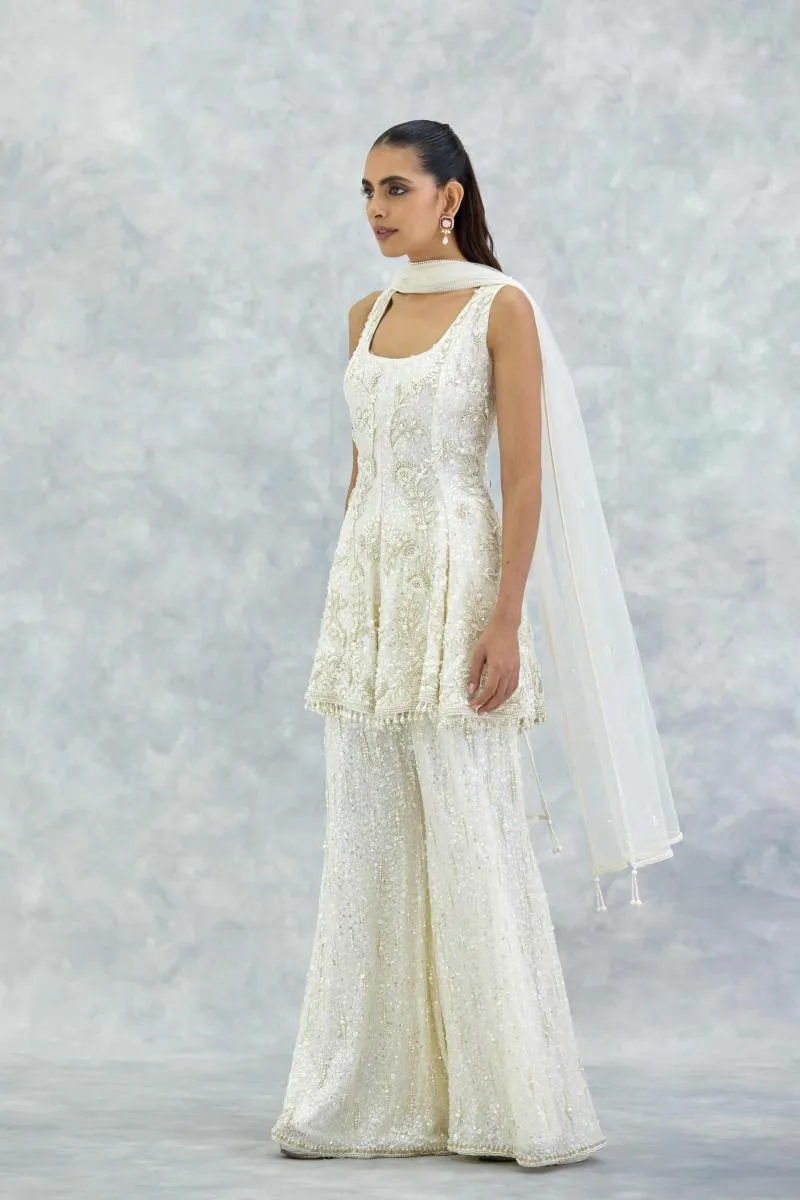 Ivory Georgette Sharara Set