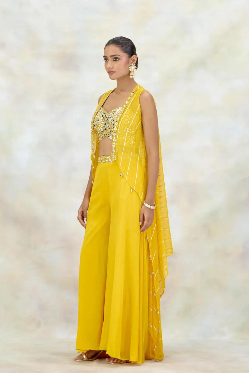 Mustard Yellow Crepe Sharara Set