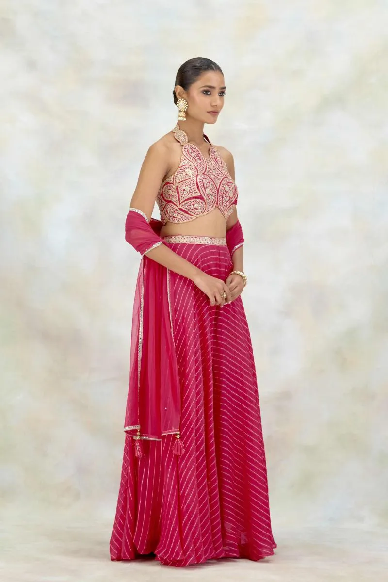 Fuchsia Pink Organza Sharara Set