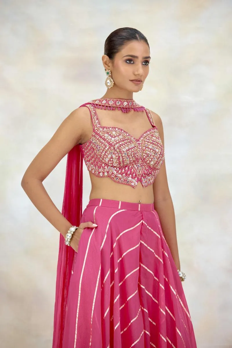 Rani Pink Organza Sharara Set