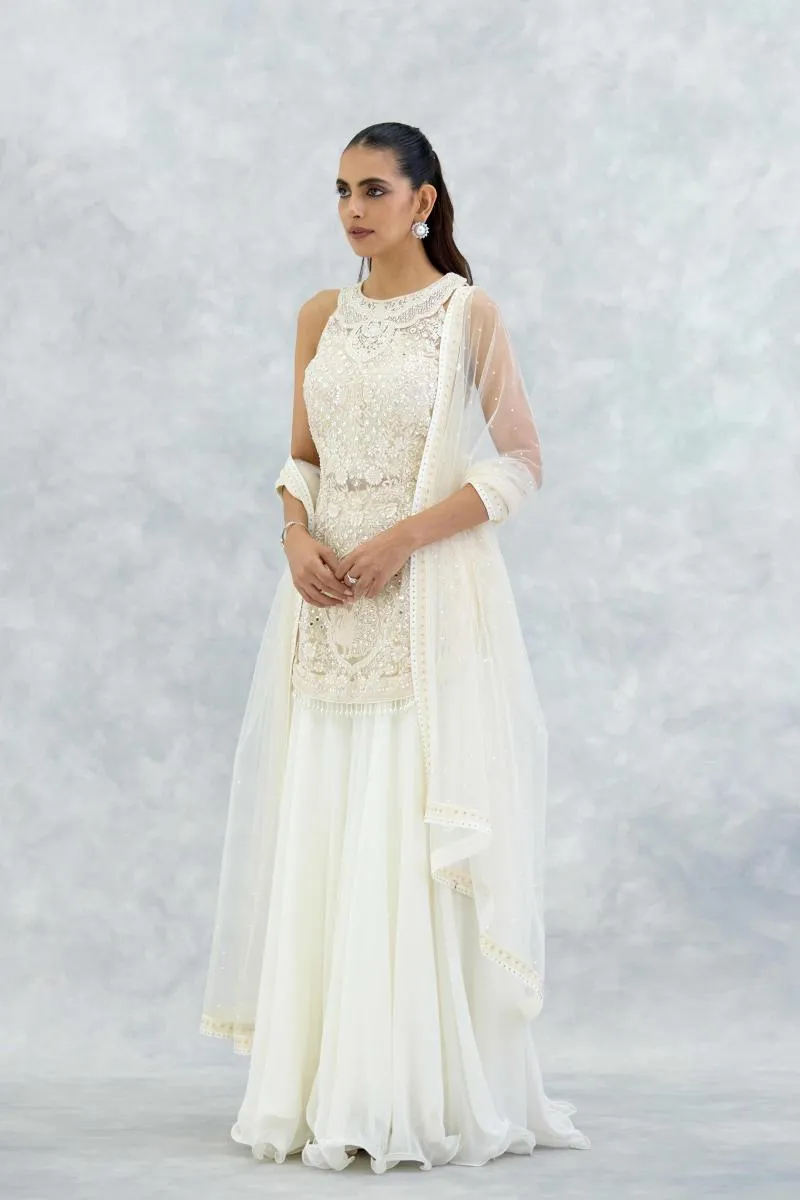 Ivory Georgette Sharara Set