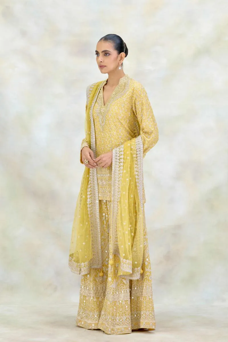 Yellow Georgette Sharara Set