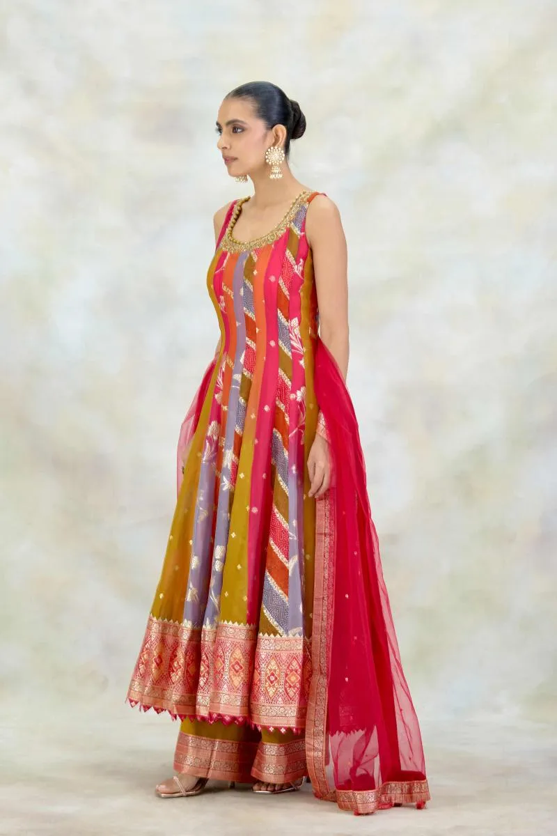 Rani Pink Organza Anarkali Set