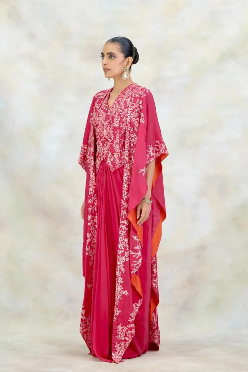 Hot Pink Crepe Kaftan Set