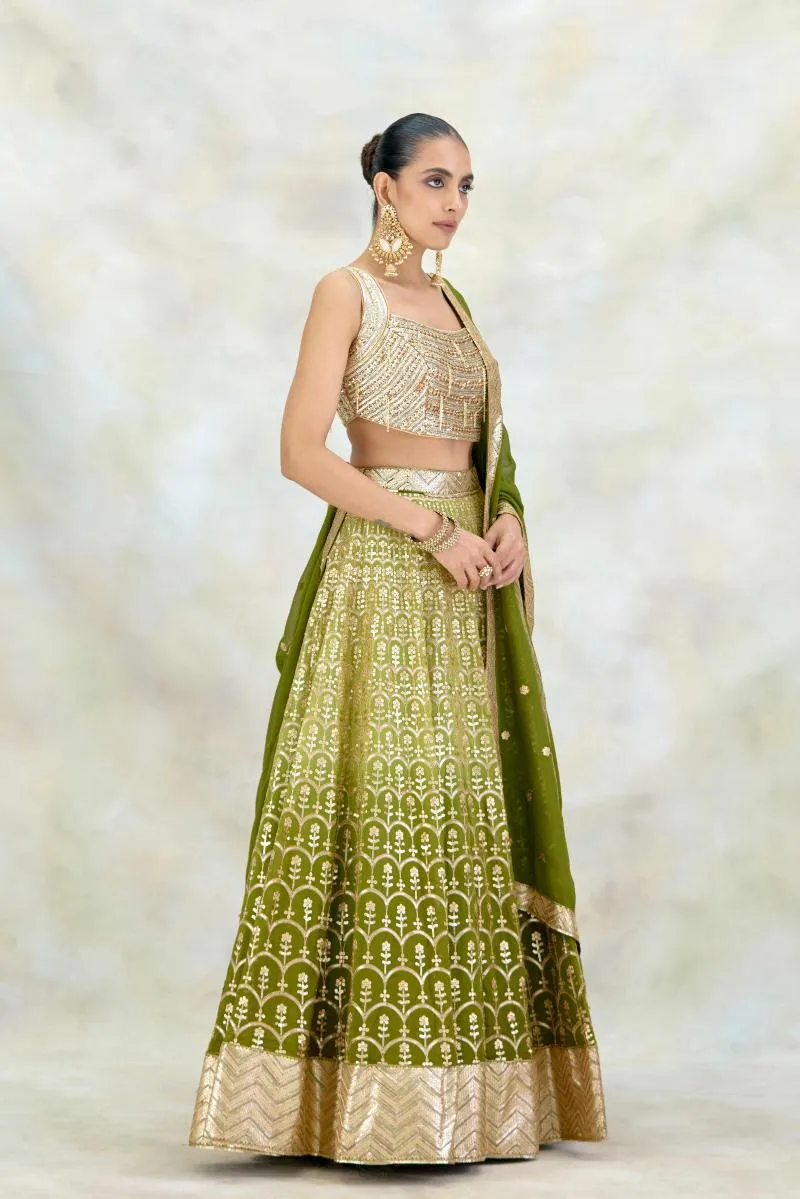 Fern Green Georgette Lehenga Set