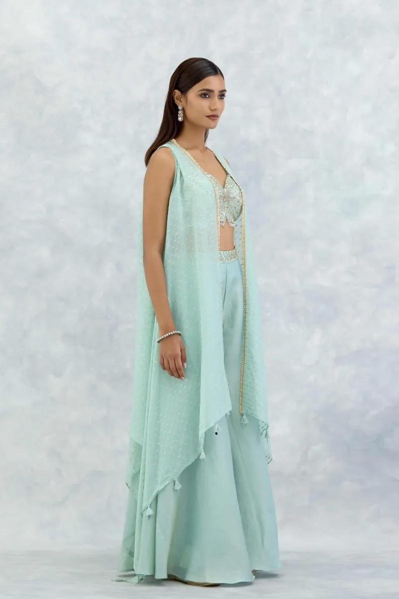 Powder Blue Silk Sharara Set