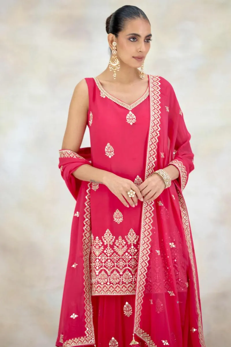 Fuchsia Pink Georgette Garara Set
