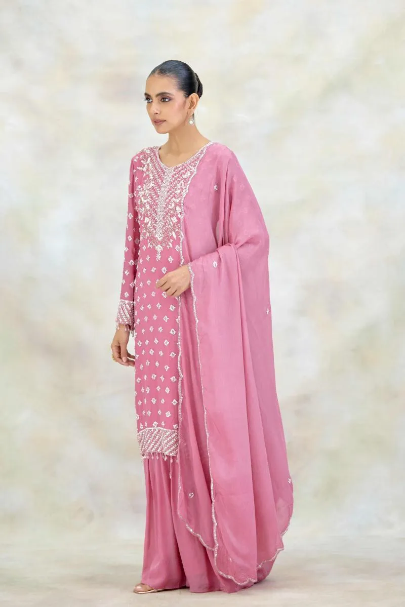Blush Pink Crepe Garara Set