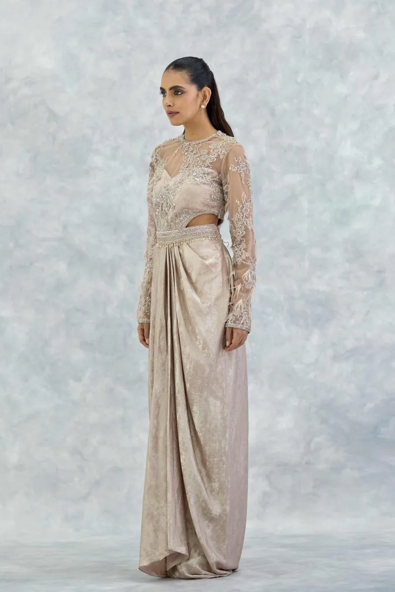 Champagne Gold Georgette Net Gown