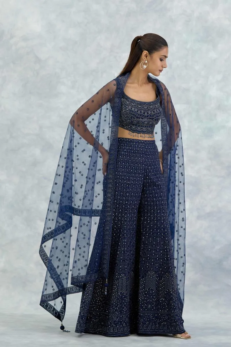 Electric Blue Georgette Sharara Set