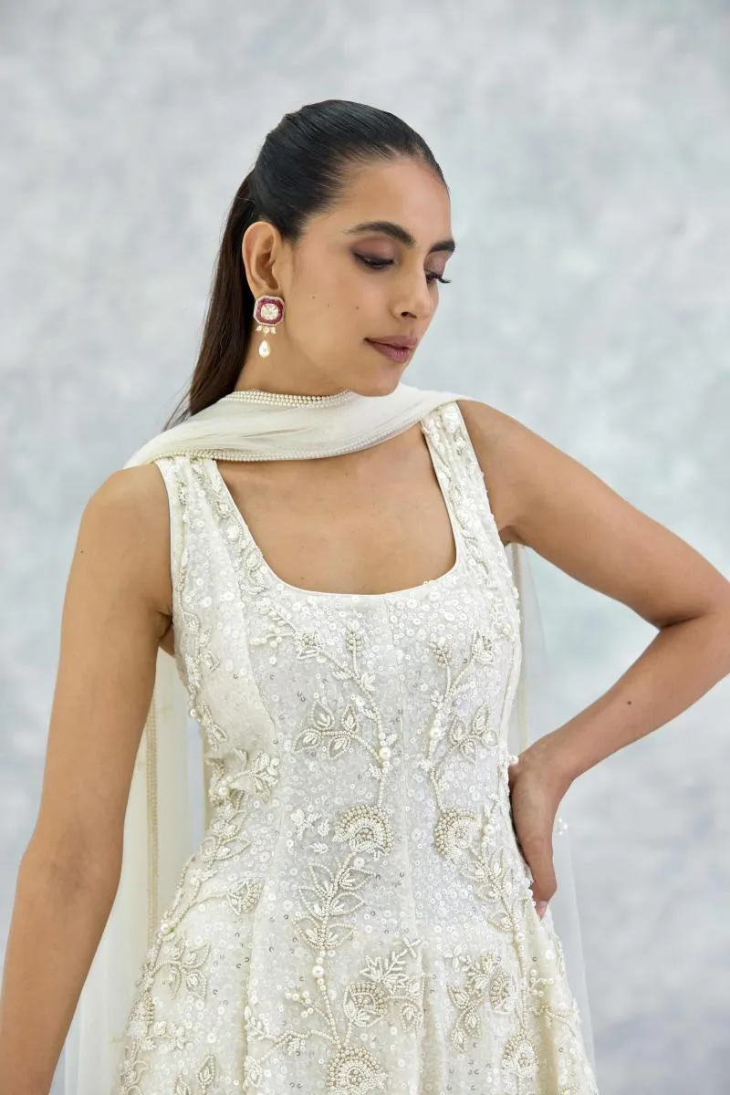 Ivory Georgette Sharara Set