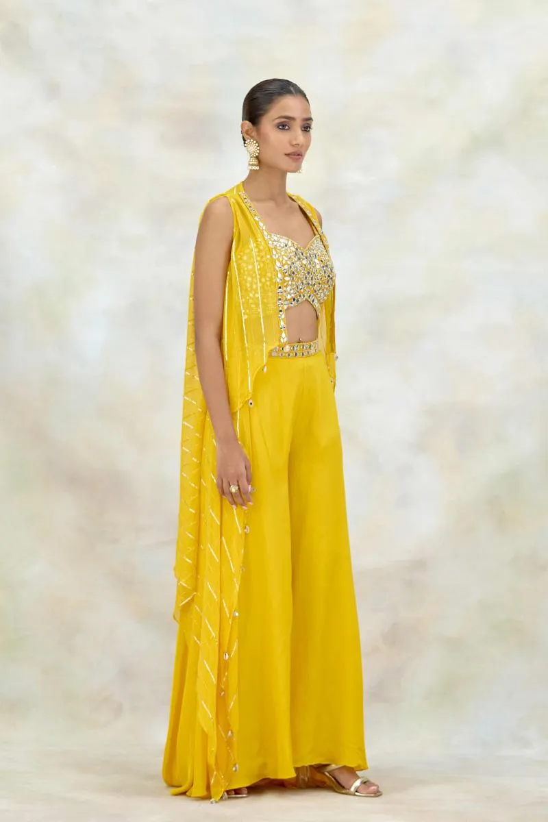 Mustard Yellow Crepe Sharara Set