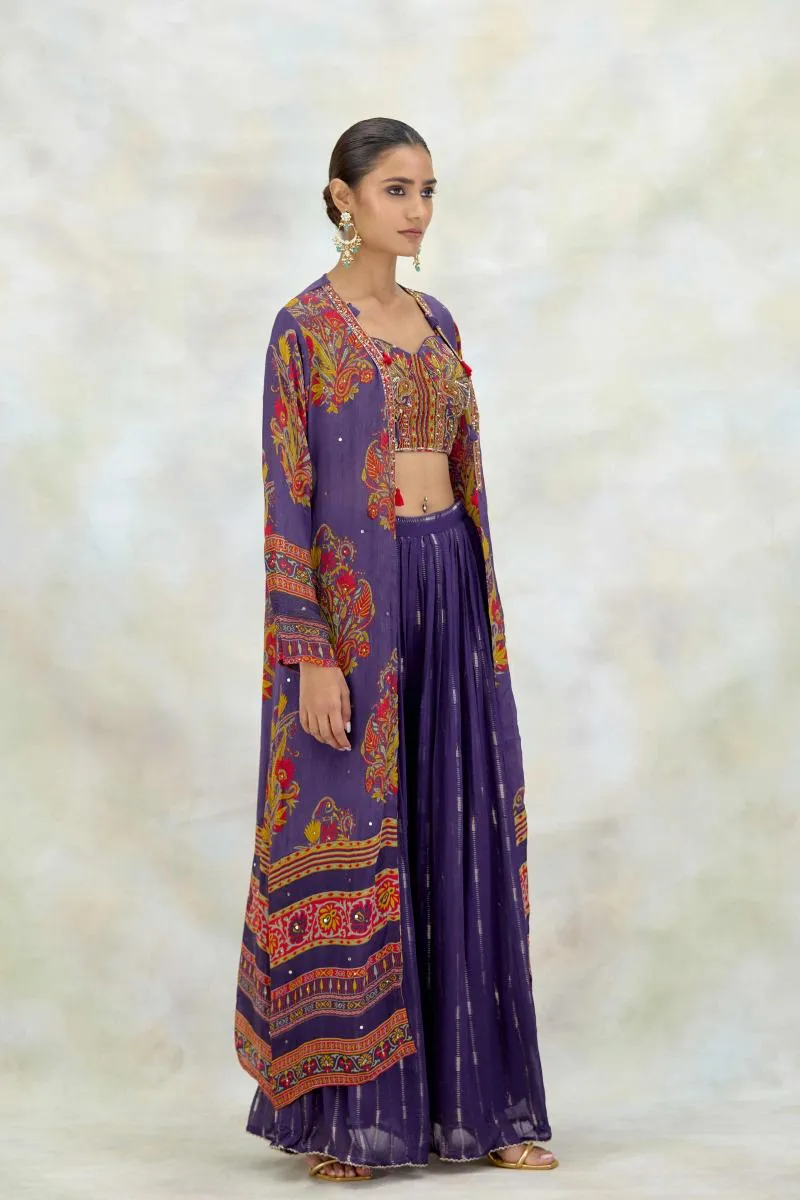 Royal Purple Chiffon Sharara Set