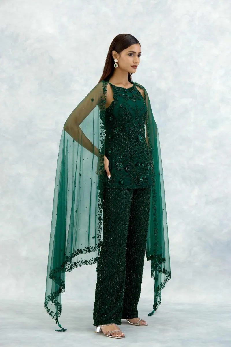 Forest Green Georgette Co-ord Set