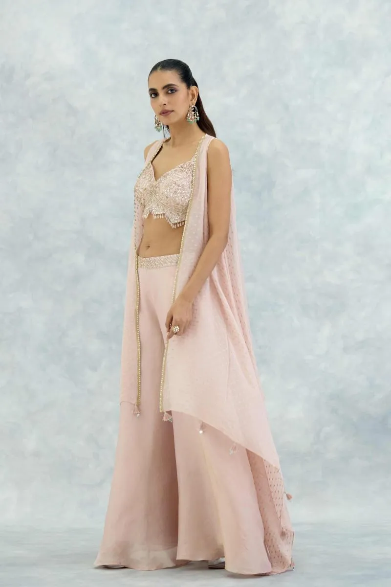 Powder Pink Silk Sharara Set