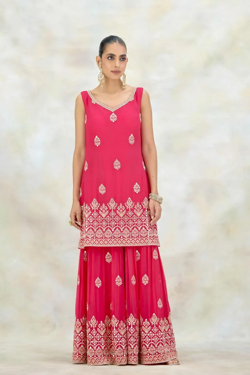 Fuchsia Pink Georgette Garara Set