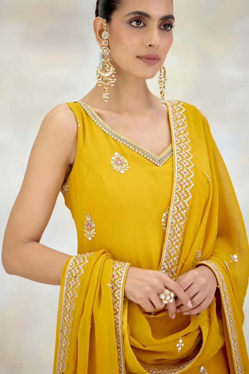 Mustard Yellow Georgette Garara Set
