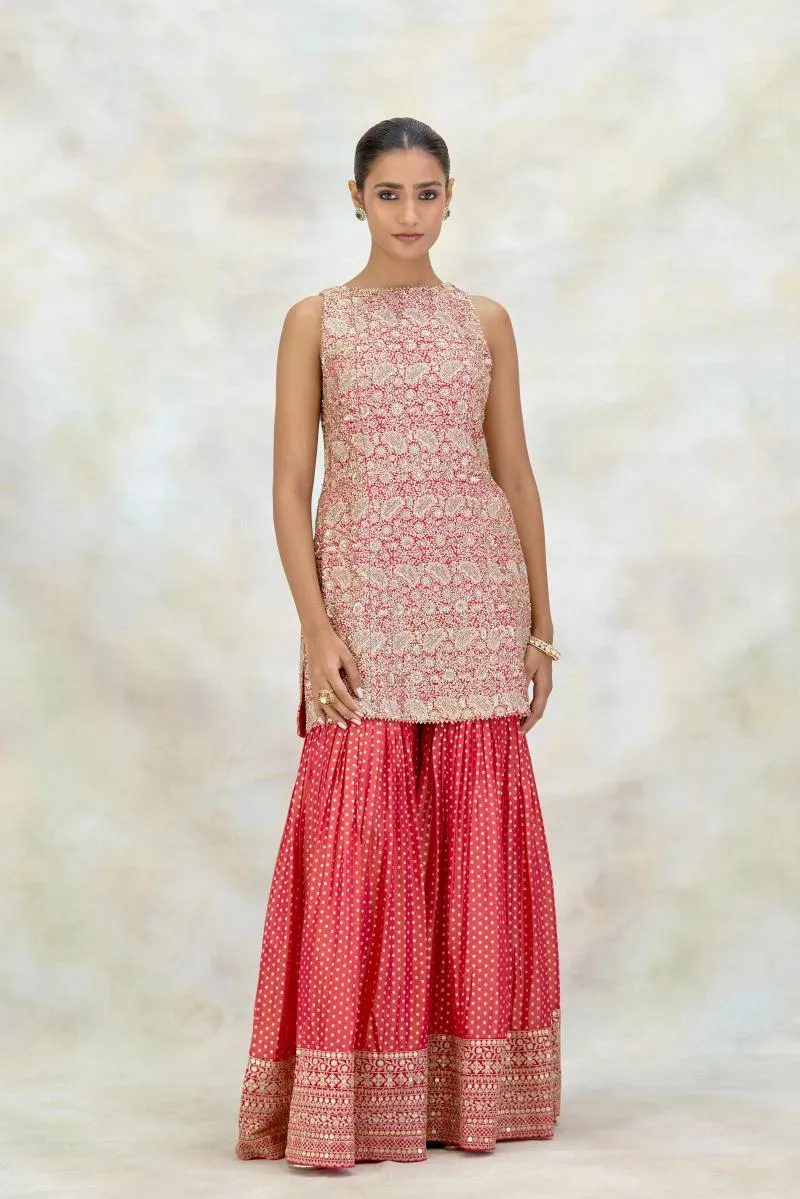 Coral Silk Garara Set