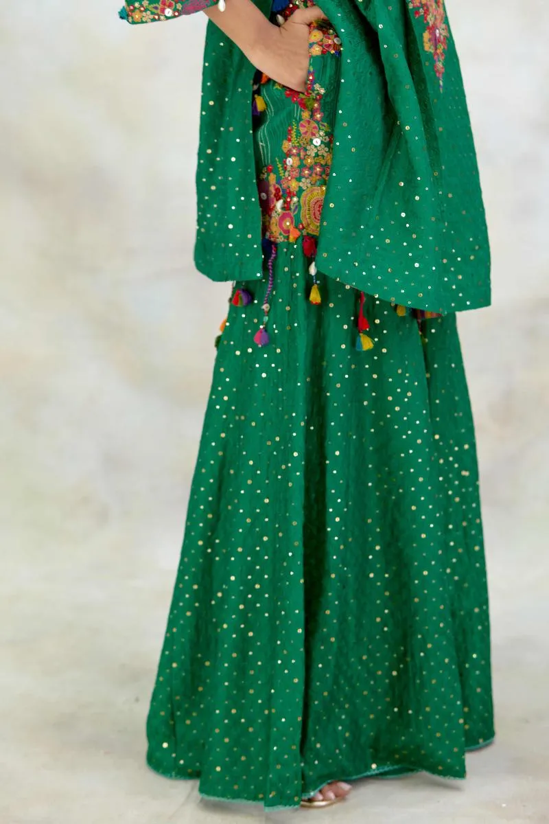 Emerald Green Silk Garara Set