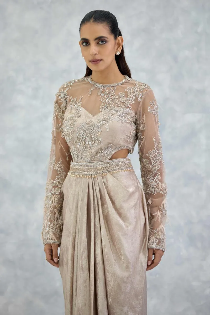 Champagne Gold Georgette Net Gown