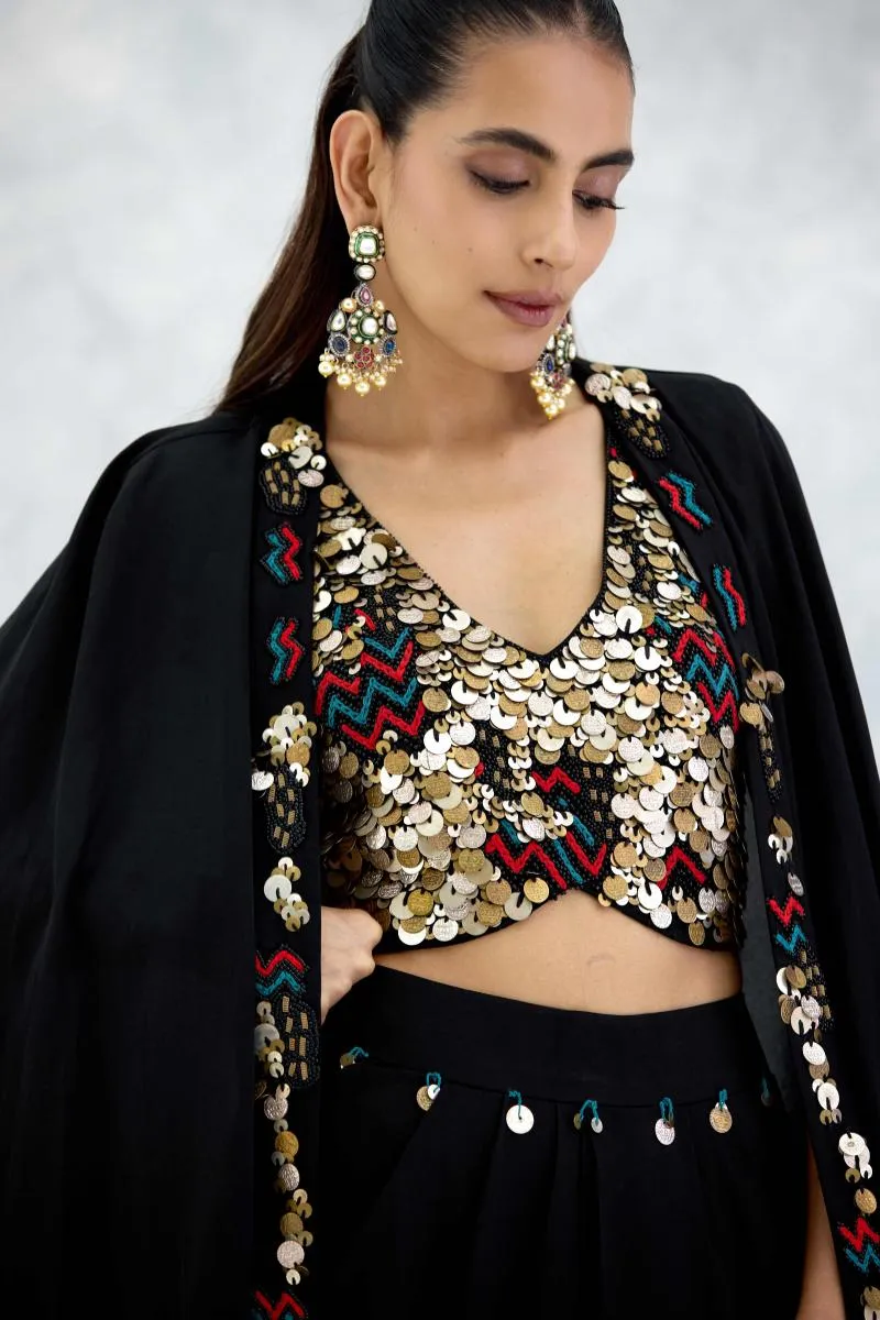 Black Georgette Kaftan Set