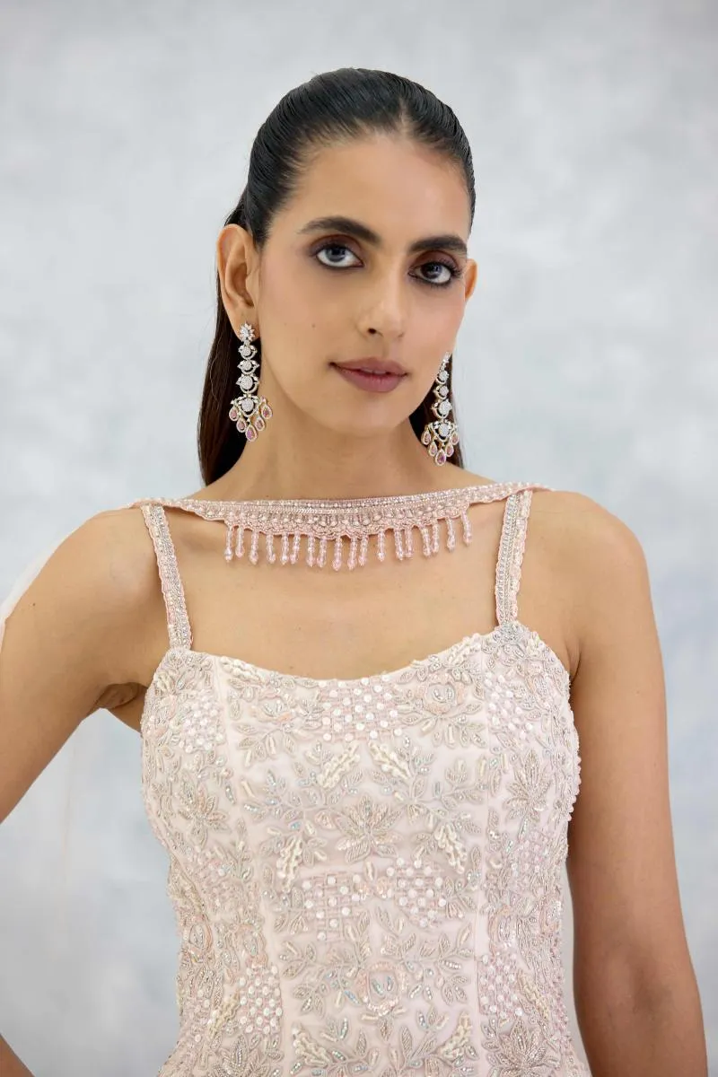 Coral Blush Georgette Lehenga Set