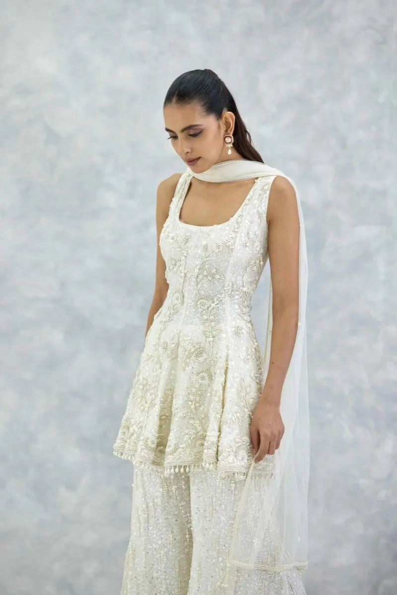 Ivory Georgette Sharara Set