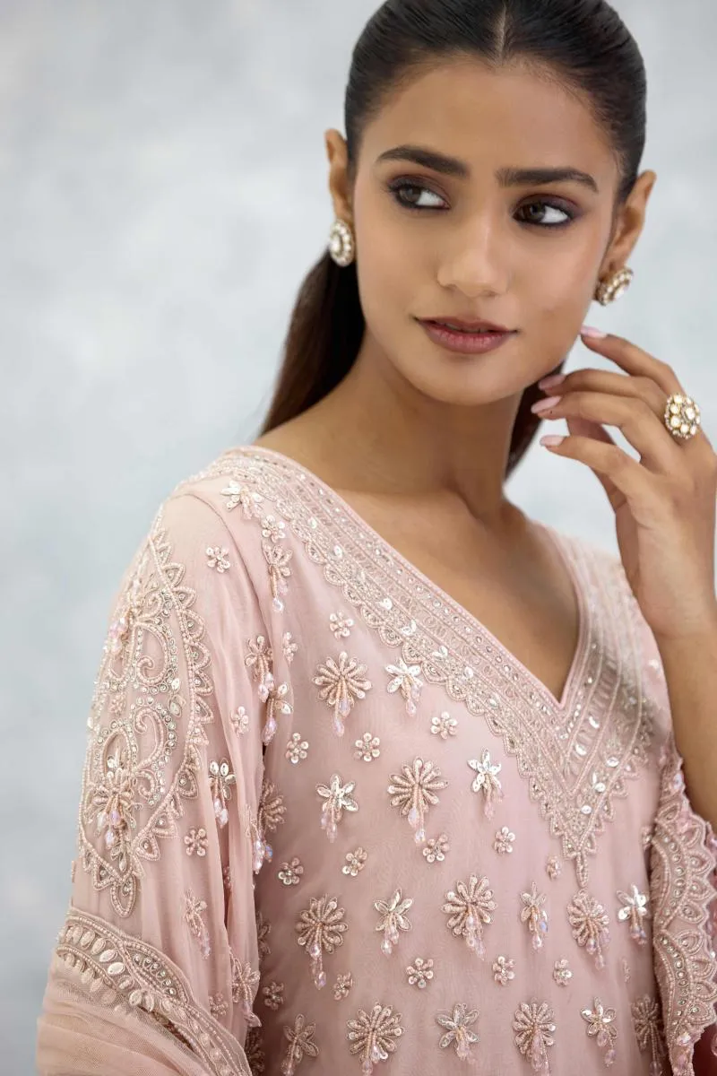 Dusty Pink Organza Sharara Set