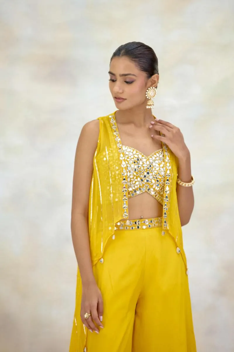 Mustard Yellow Crepe Sharara Set